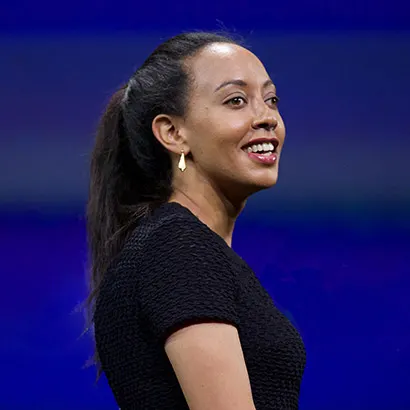 Haben Girma ad una conferenza sul design accessibile